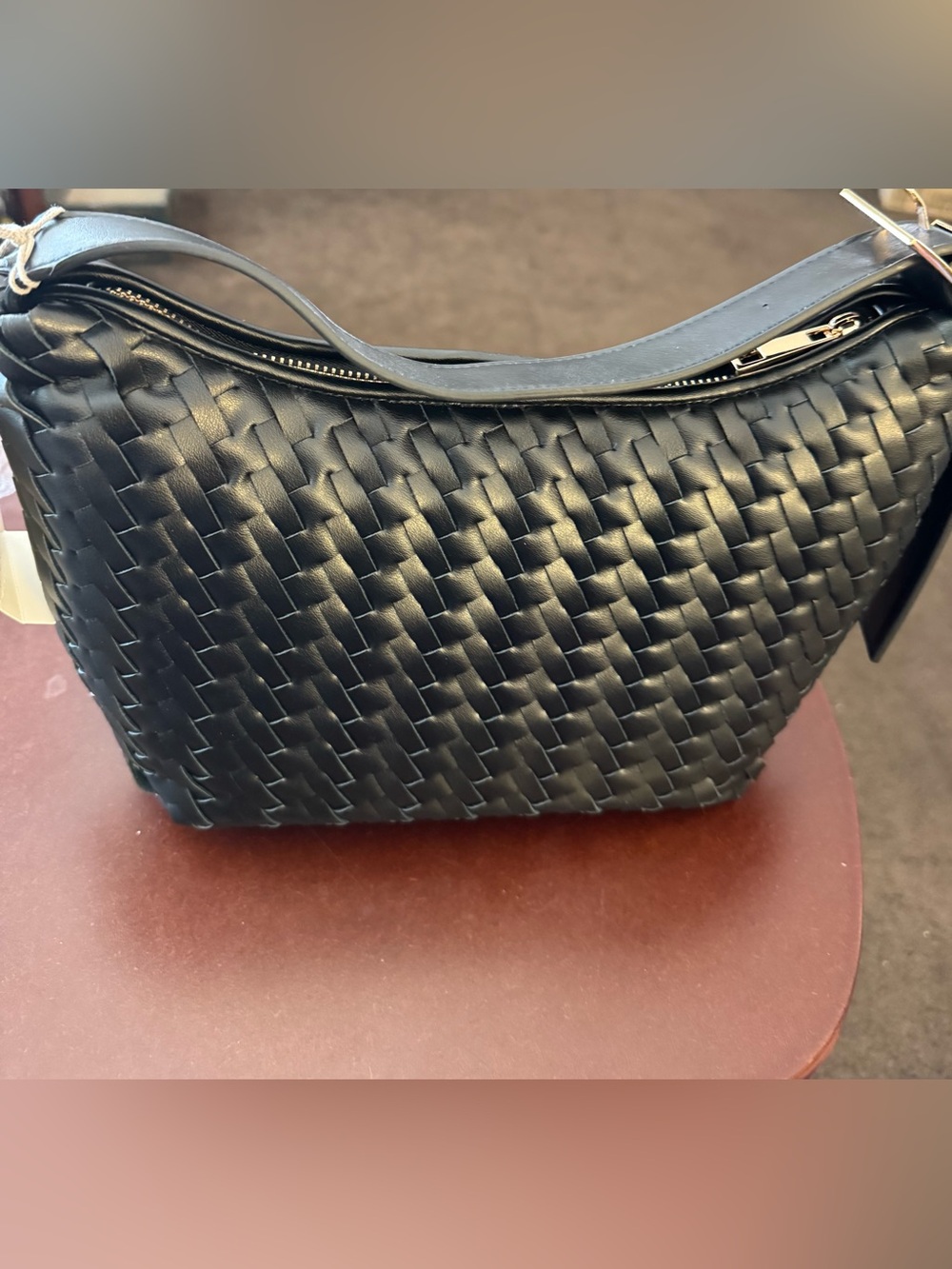 a new day Black Woven Hobo Shoulder Bag